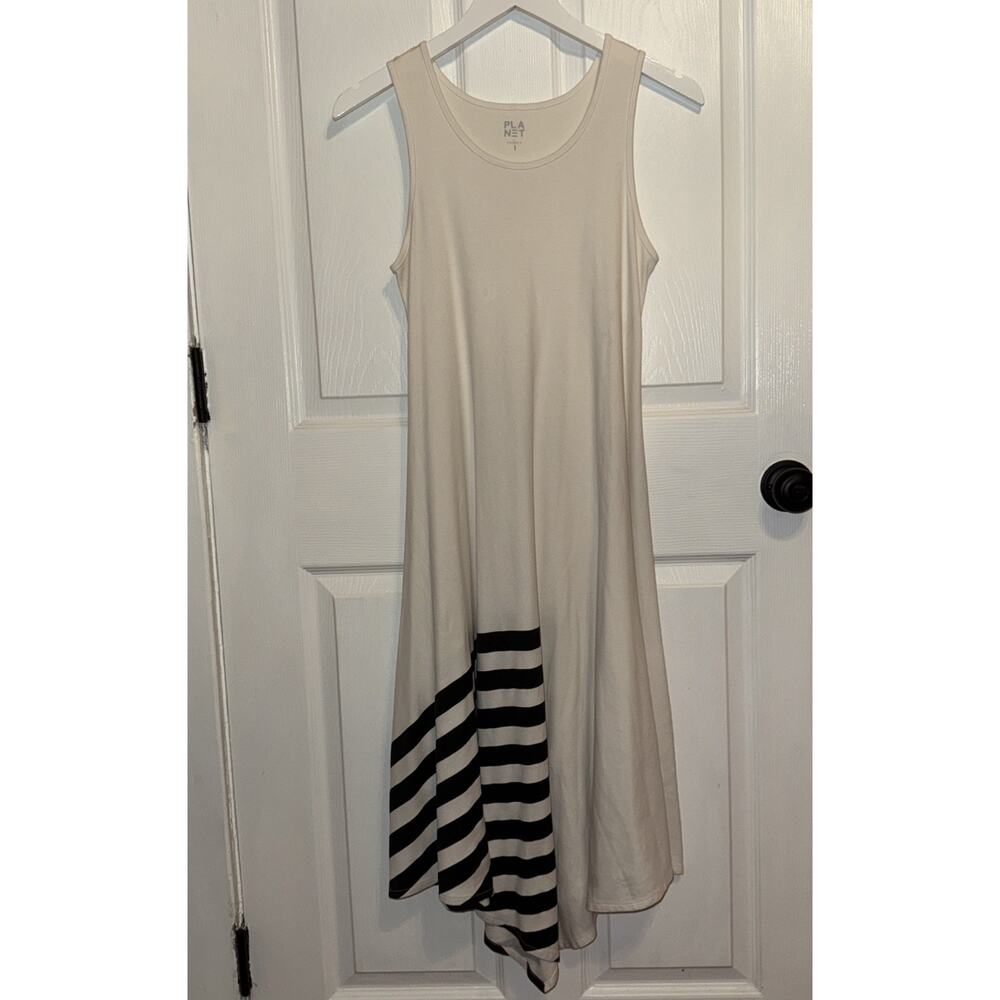 PLANET Lauren G Tank Dress Midi sleeveless Pockets Size 1‎ fits 4-8 White
